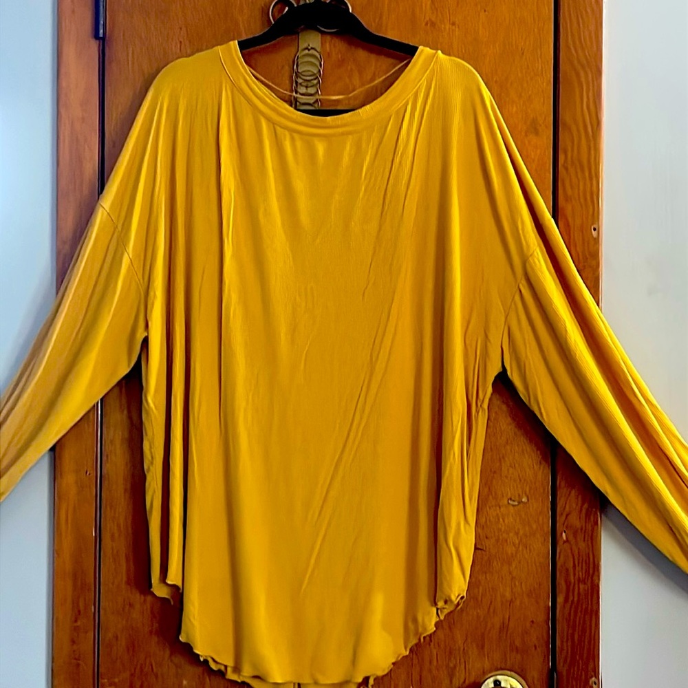 Free People Yellow Asymmetrical Long Sleeve Tunic